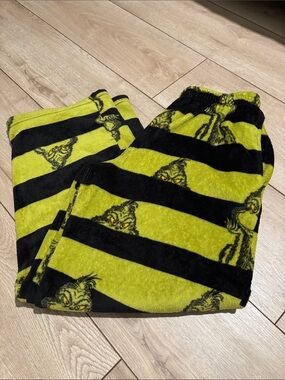 Kids Green & Black Grinch Stripe Fleece Pajama Pants